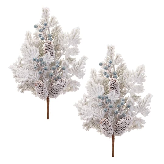 26.5" Flocked Pine Berry Sprays, 2ct.